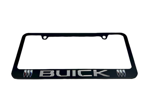 Buick Black License Plate Frame - Mirror Script / Logo