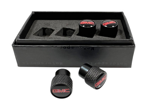 GMC Black Metal Valve Stem Caps