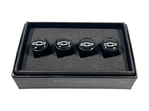 Chevrolet Bowtie Black Metal Valve Stem Caps (alt)