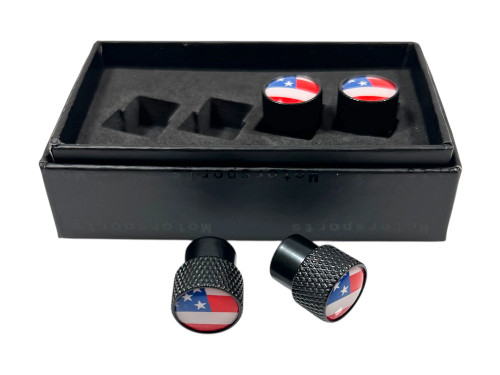 American Flag Black Metal Valve Stem Caps