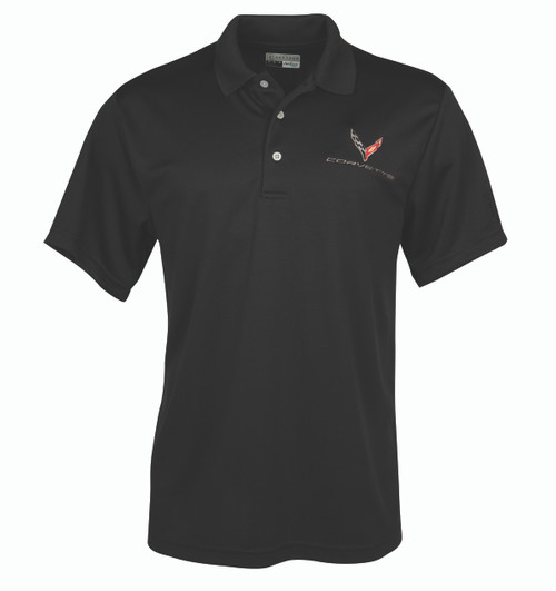 C8 Corvette PGA Airflux Performance Polo Shirt (black)