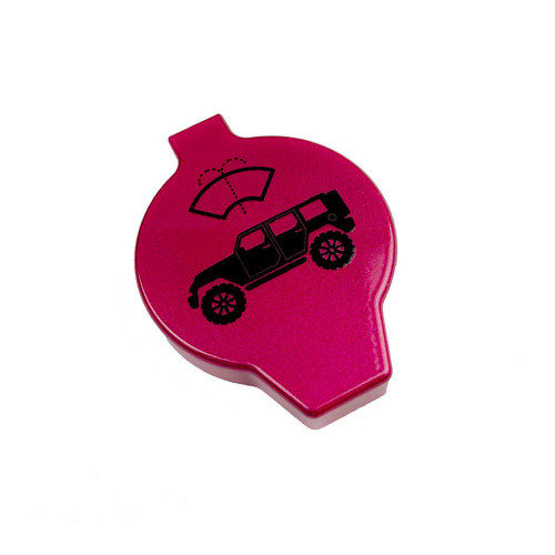 2018-Up Jeep Wrangler JL Washer Fluid Cap Cover (Pink Base w/ Black Wrangler 4-Door Logo)