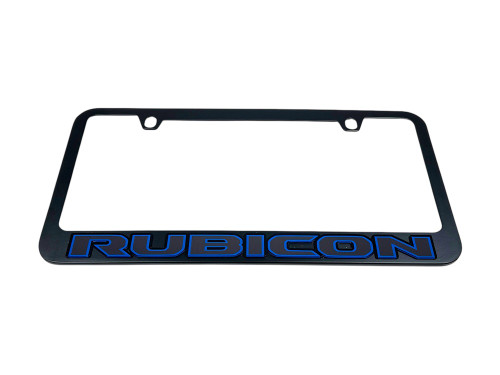 Jeep Rubicon Black License Plate Frame - Black/Blue Logo