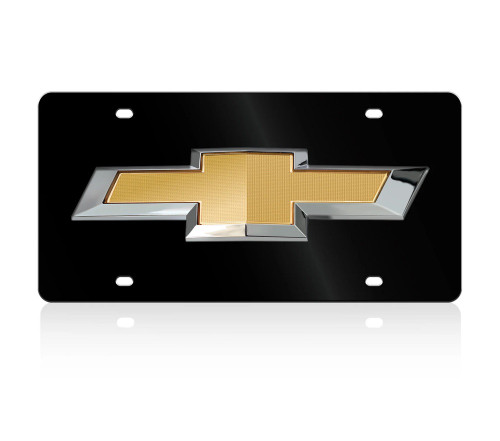 Chevrolet Gold Bowtie Black Acrylic License Plate