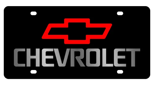 Chevrolet Red Bowtie/Mirror Lettering Black Acrylic License Plate