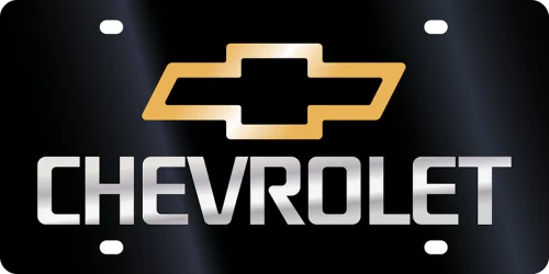 Chevrolet Gold Bowtie/Mirror Lettering Black Acrylic License Plate