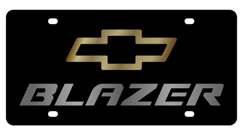 Chevrolet Blazer Gold Bowtie Black Acrylic License Plate