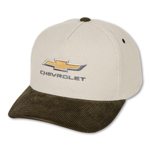 Chevrolet Gold Bowtie Corduroy Hat (Olive Green / Cream)