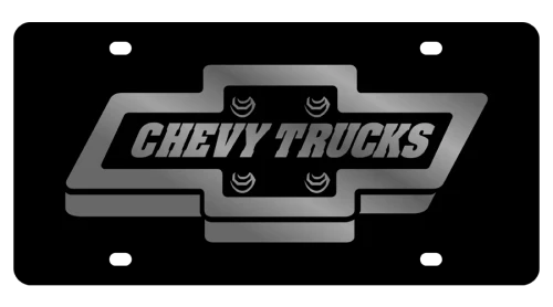 Chevy Trucks Retro Black Acrylic License Plate - Mirror