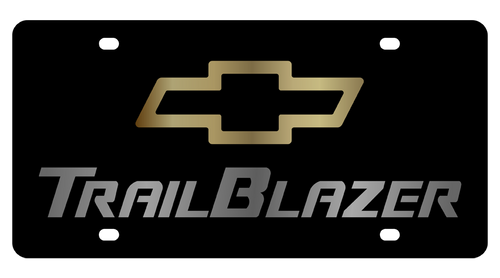 Chevrolet Trailblazer Gold Bowtie Outline Black Acrylic License Plate