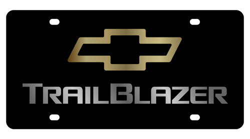 Chevrolet Trailblazer Gold Bowtie Outline Black Acrylic License Plate