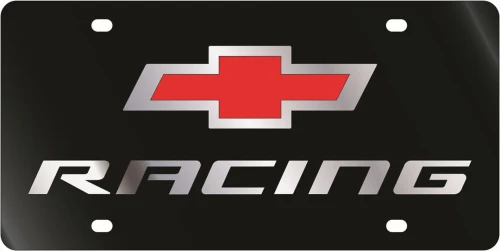 Chevrolet Racing Red Bowtie Black Acrylic License Plate