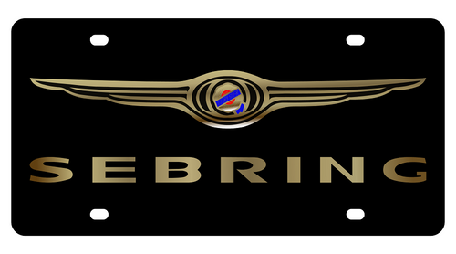 Chrysler Sebring Black Acrylic License Plate - Gold Lettering