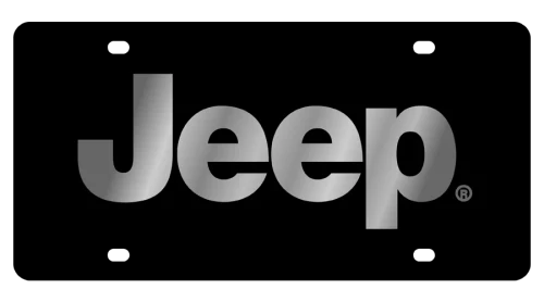 Jeep Black Acrylic License Plate - Mirror Word