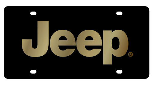 Jeep Black Acrylic License Plate - Gold Word