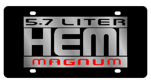 Hemi Magnum 5.7L Black Acrylic License Plate