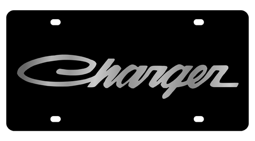 Dodge Charger Script Black Acrylic License Plate