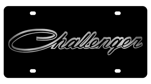 Dodge Challenger Script Black Acrylic License Plate