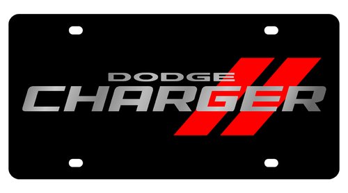 Dodge Charger Stripe Black Acrylic License Plate