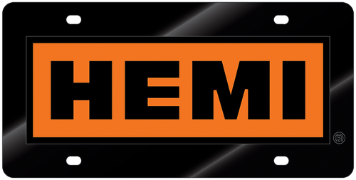 Hemi Black and Orange Acrylic License Plate