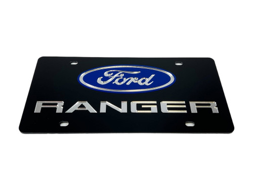 Ford Oval Ranger Black Acrylic License Plate