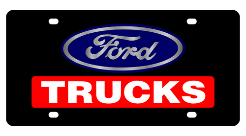 Ford Trucks Black Acrylic License Plate