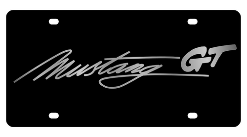 Ford Mustang GT Script Black Acrylic License Plate