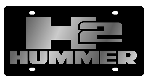 Hummer H2 Black Acrylic License Plate - Logo/Lettering
