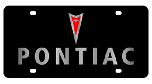Pontiac Black Acrylic License Plate - Logo/Lettering