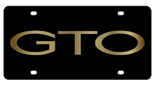 Pontiac GTO Black Acrylic License Plate - Gold
