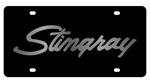 C3 Corvette Stingray Black Acrylic License Plate - Mirror Script