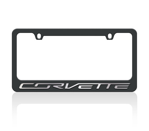 C7 Corvette Black License Plate Frame - Mirror Lettering
