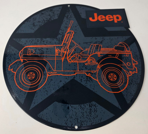 Jeep Orange With Star Metal Sign