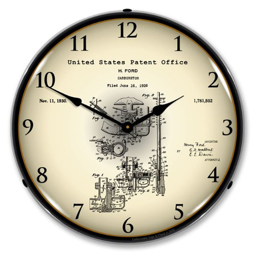 1928 Henry Ford Carburetor Patent LED Backlit Clock