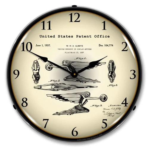 1937 Packard Radiator Cap - Hood Ornament Patent LED Backlit Clock