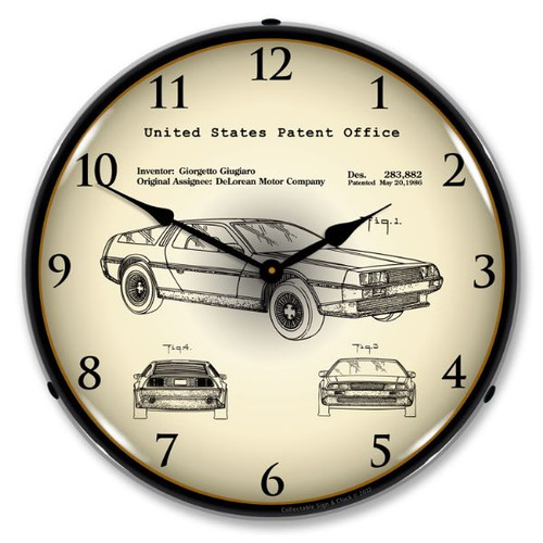 1981 DeLorean Automobile Patent LED Backlit Clock
