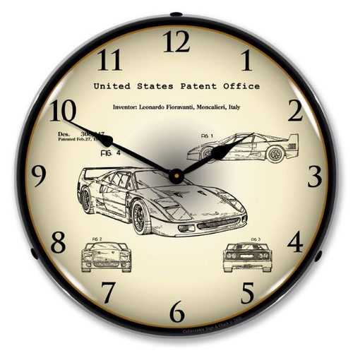 F40 Ferrari Automobile Patent LED Backlit Clock