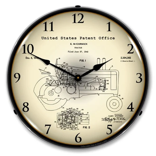 1942 John Deere McCormick Tractor Patent LED Backlit Clock