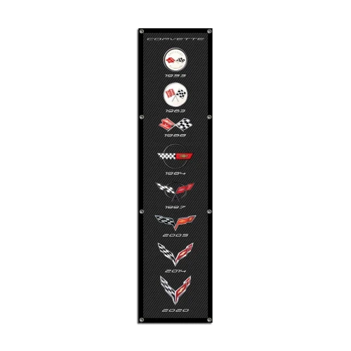 Corvette Generations Carbon Fiber Vertical Garage Banner