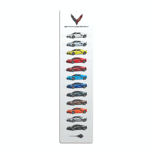 C8 Corvette Stingray Colors Vertical Metal Print Wall Sign
