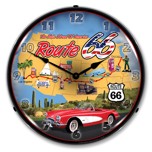 Route 66 USA LED Backlit Clock