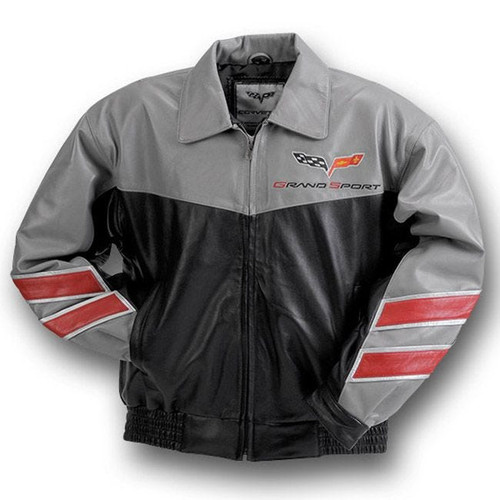 C6 Corvette Grand Sport Gray Lambskin Inlay Bomber Jacket - front