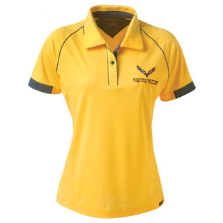 Women's C7 Corvette Racing Yellow Polo Shirt | Auto Gear Direct