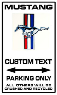 Ford Mustang Parking Only Metal Sign - Custom Text | Auto Gear Direct