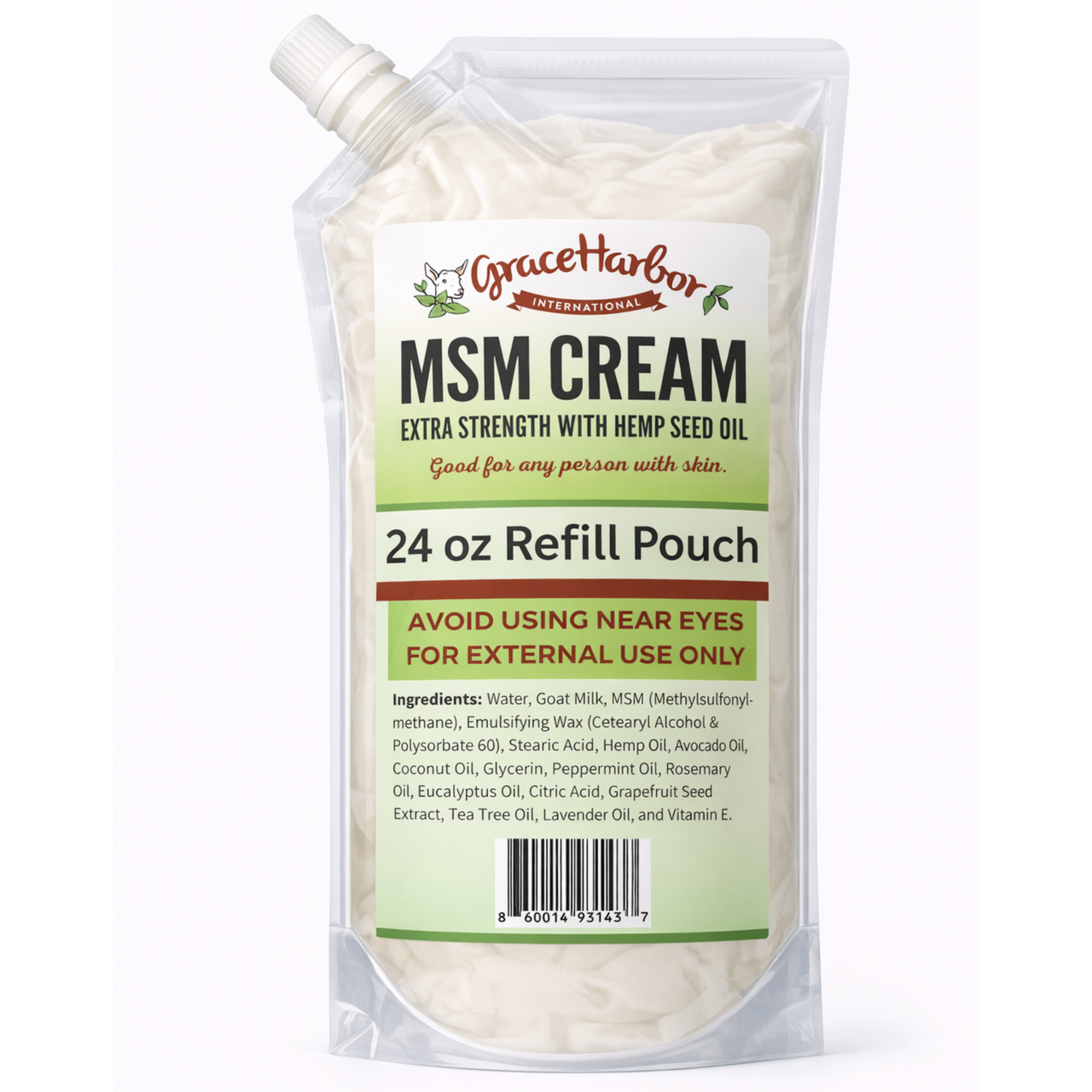 Extra Strength MSM Cream 24 oz Refill Pouch Single