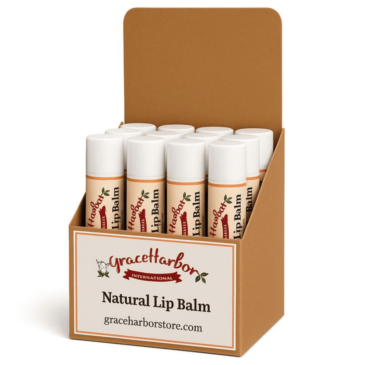 Natural Unscented Lip Balm box of 12