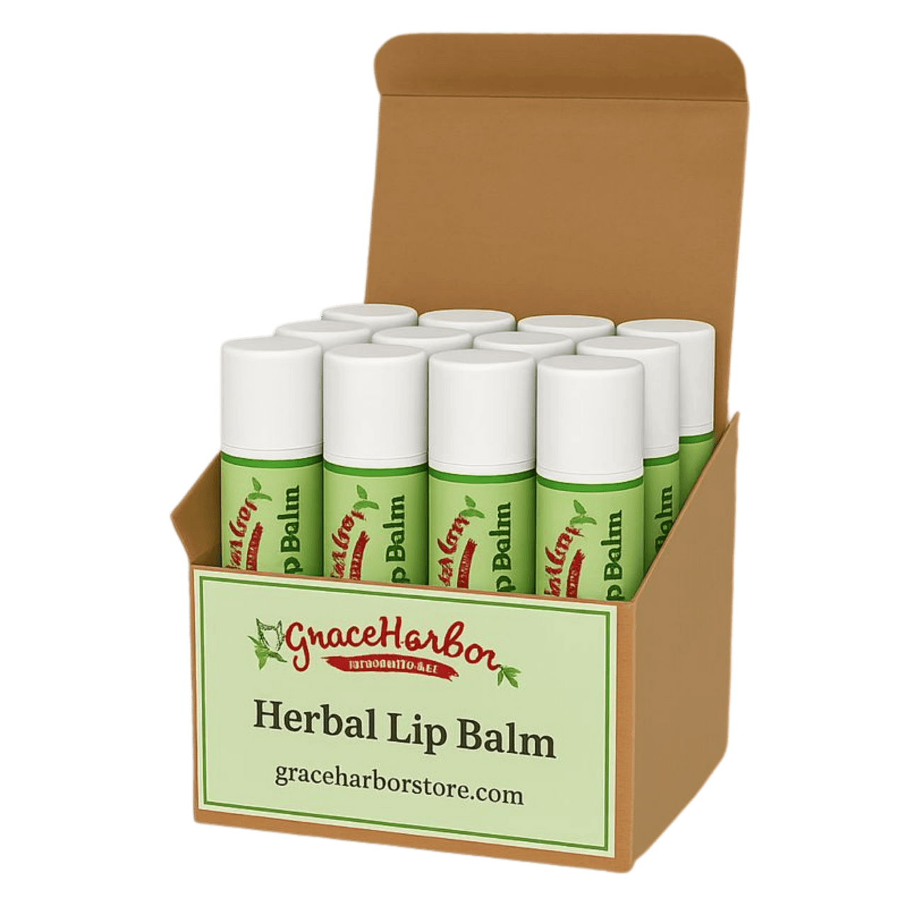 Herbal Lip Balm box of 12 with rosemary and peppermint