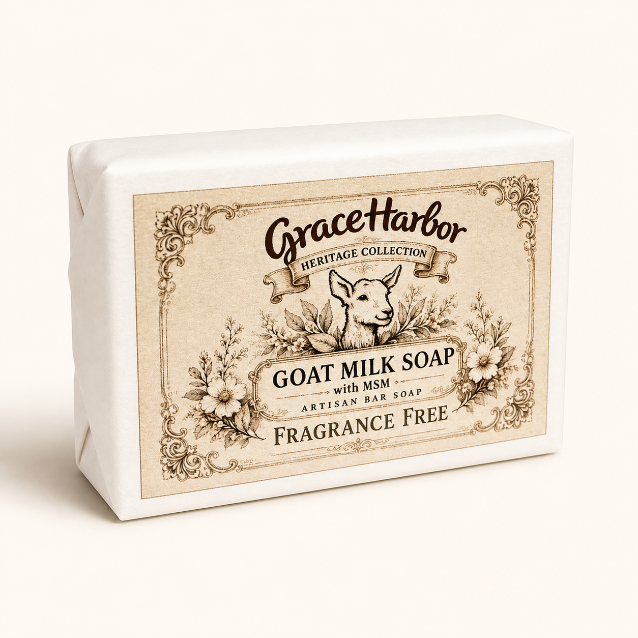 Grace Harbor Goat Milk Soap with MSM Fragrance Free artisan bar soap