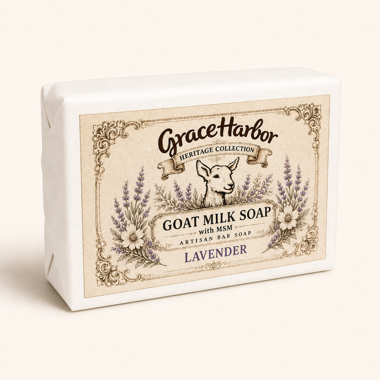 Grace Harbor Goat Milk Soap with MSM Lavender artisan bar soap