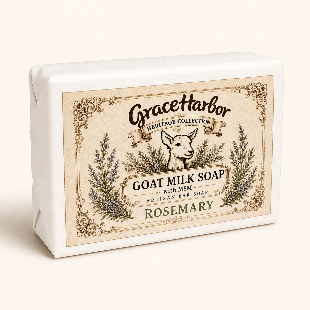 Grace Harbor Goat Milk Soap with MSM Rosemary artisan bar soap